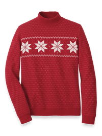 Cotton Mock Neck Sweater - Red