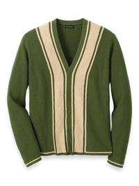 Cotton Button Front Cardigan Sweater - Green