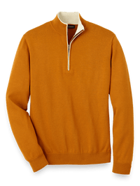 Supima Cotton Zip Mock Neck Sweater - Bronze