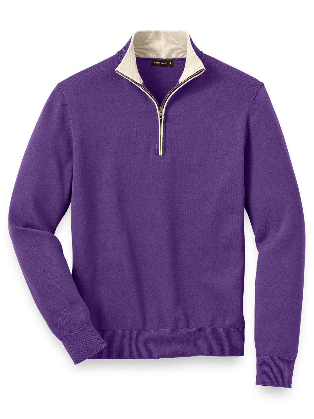 Product Image of Supima Cotton Zip Mock Neck Sweater-Purple
