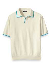 SUPIMA COTTON V-NECK POLO - Ivory