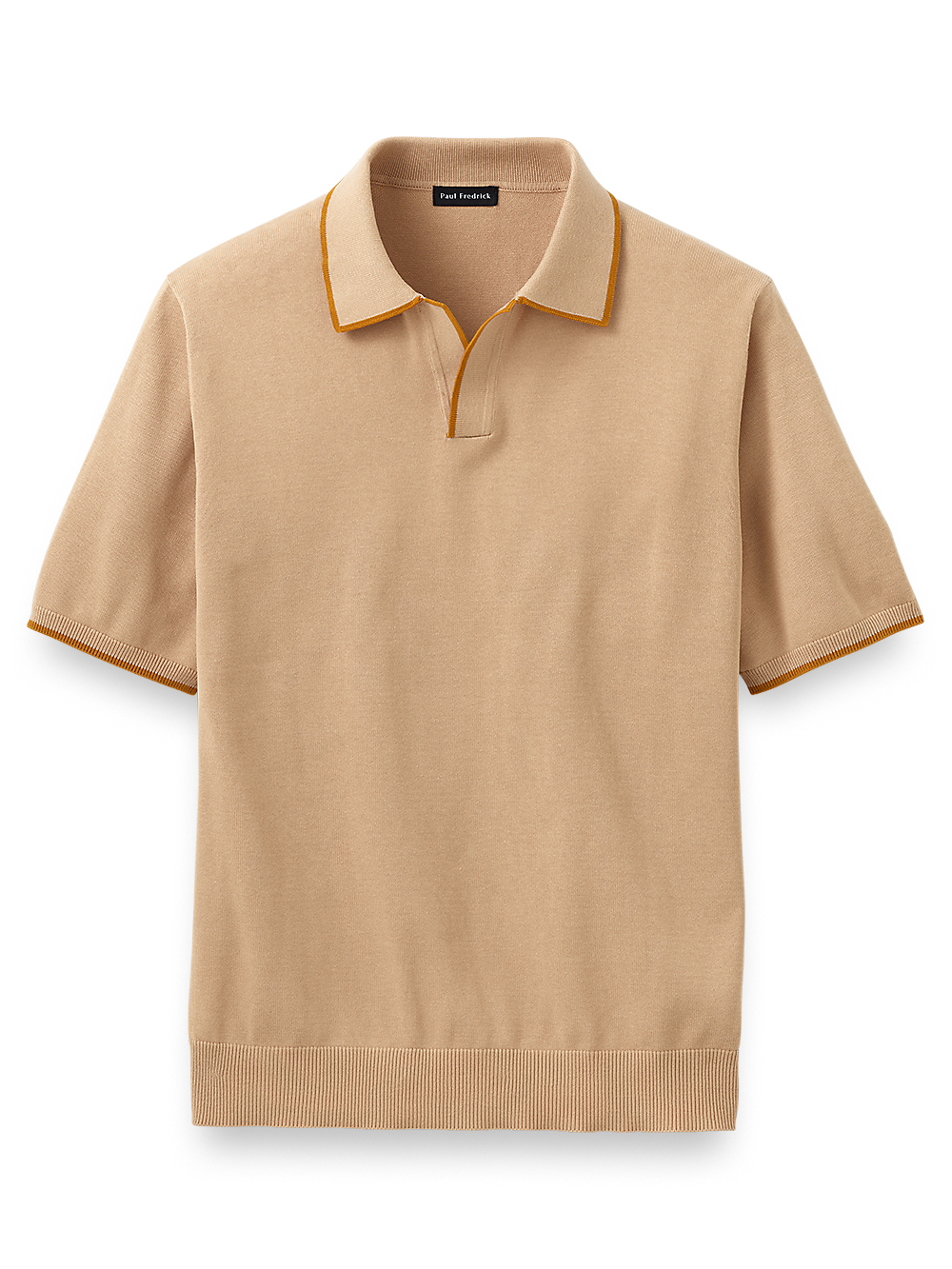 Product Image of Supima Cotton V-neck Polo-Light Tan