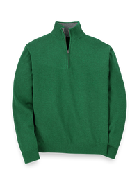 Supima Cotton Zip Mock Neck Sweater - Green