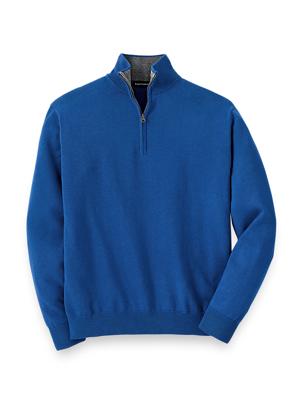 Product Image of Supima Cotton Zip Mock Neck Sweater-Blue
