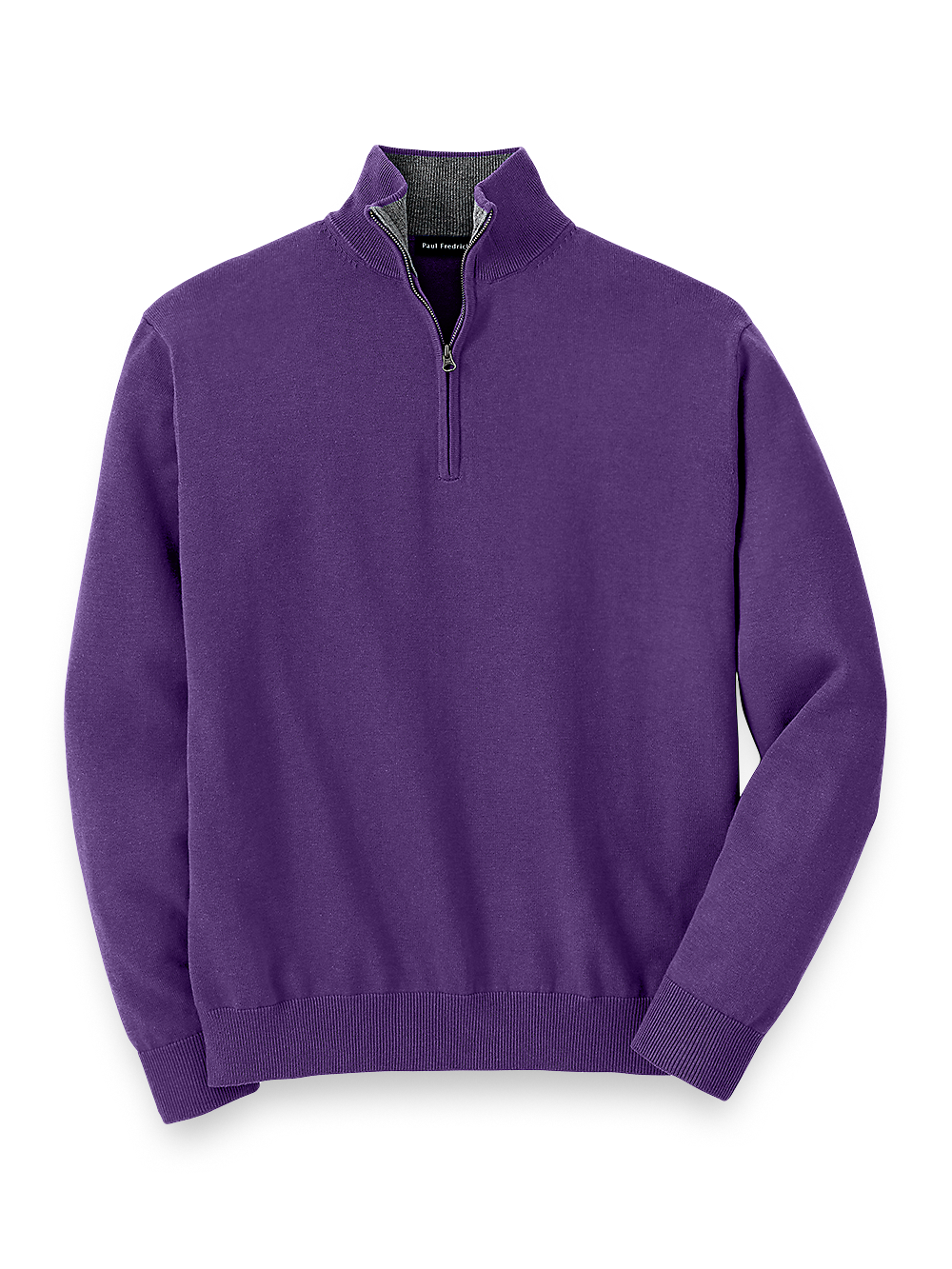 Product Image of Supima Cotton Zip Mock Neck Sweater-Purple