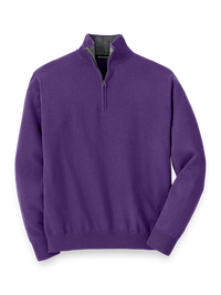 Supima Cotton Zip Mock Neck Sweater - Purple