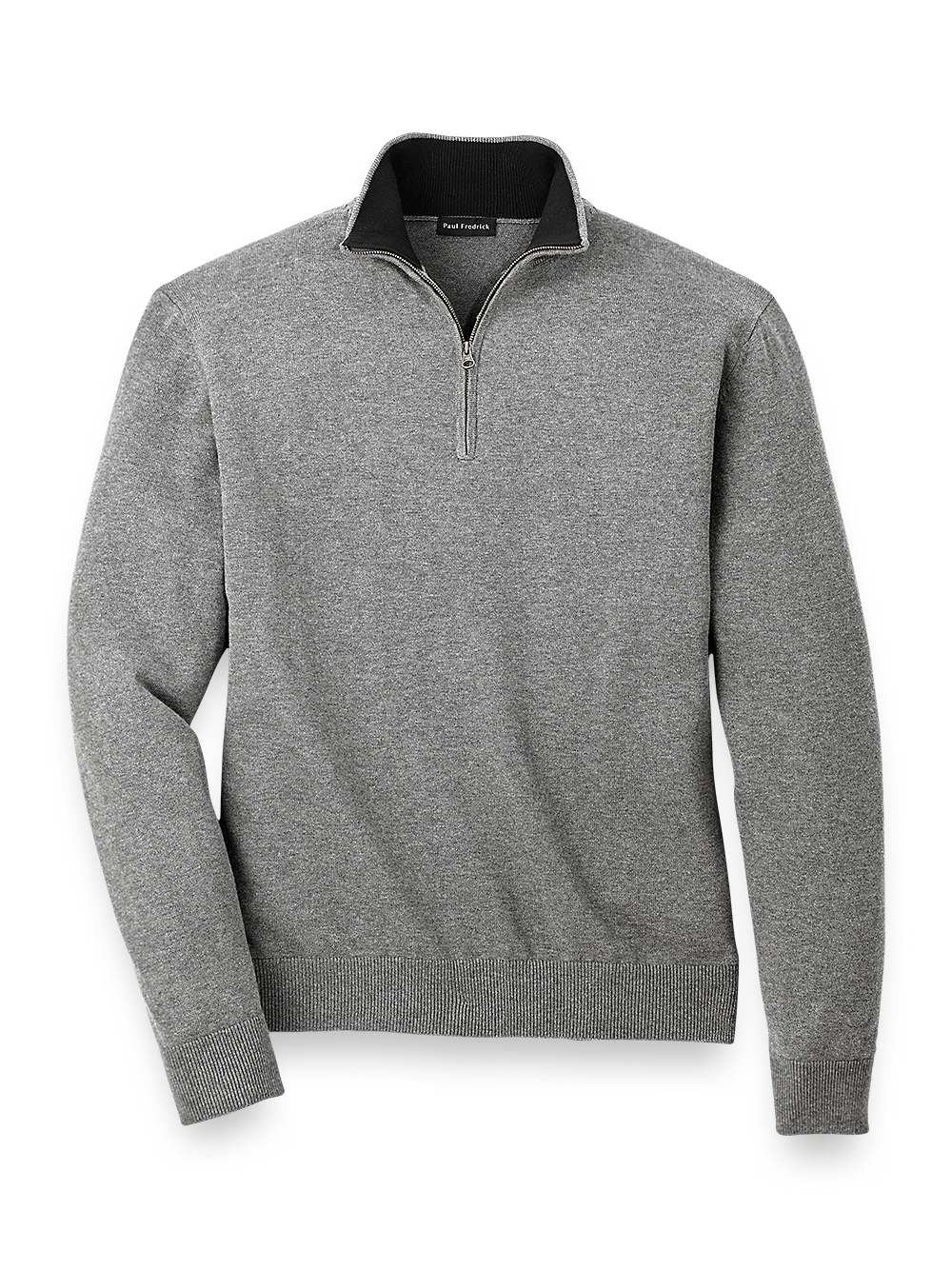 Product Image of Supima Cotton Zip Mock Neck Sweater-Medium Grey
