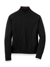 Supima Cotton Mock Neck Sweater - Black