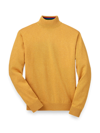 Supima Cotton Mock Neck Sweater - Mustard