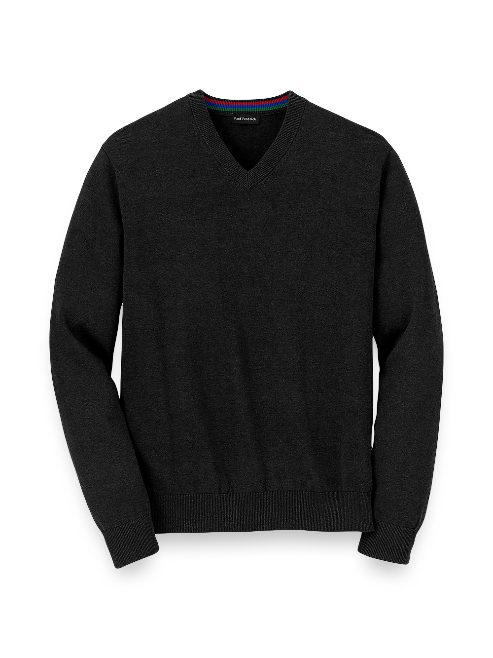 Product Image of Supima Cotton V-neck Sweater-Black