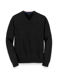 Supima Cotton V-Neck Sweater - Black