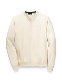 Supima Cotton V-Neck Sweater - Ivory