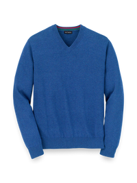 Supima Cotton V-Neck Sweater - Blue