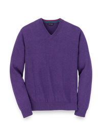 Supima Cotton V-Neck Sweater - Purple