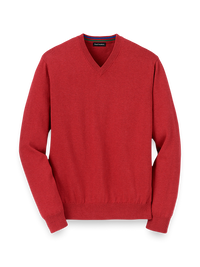 Supima Cotton V-Neck Sweater - Red