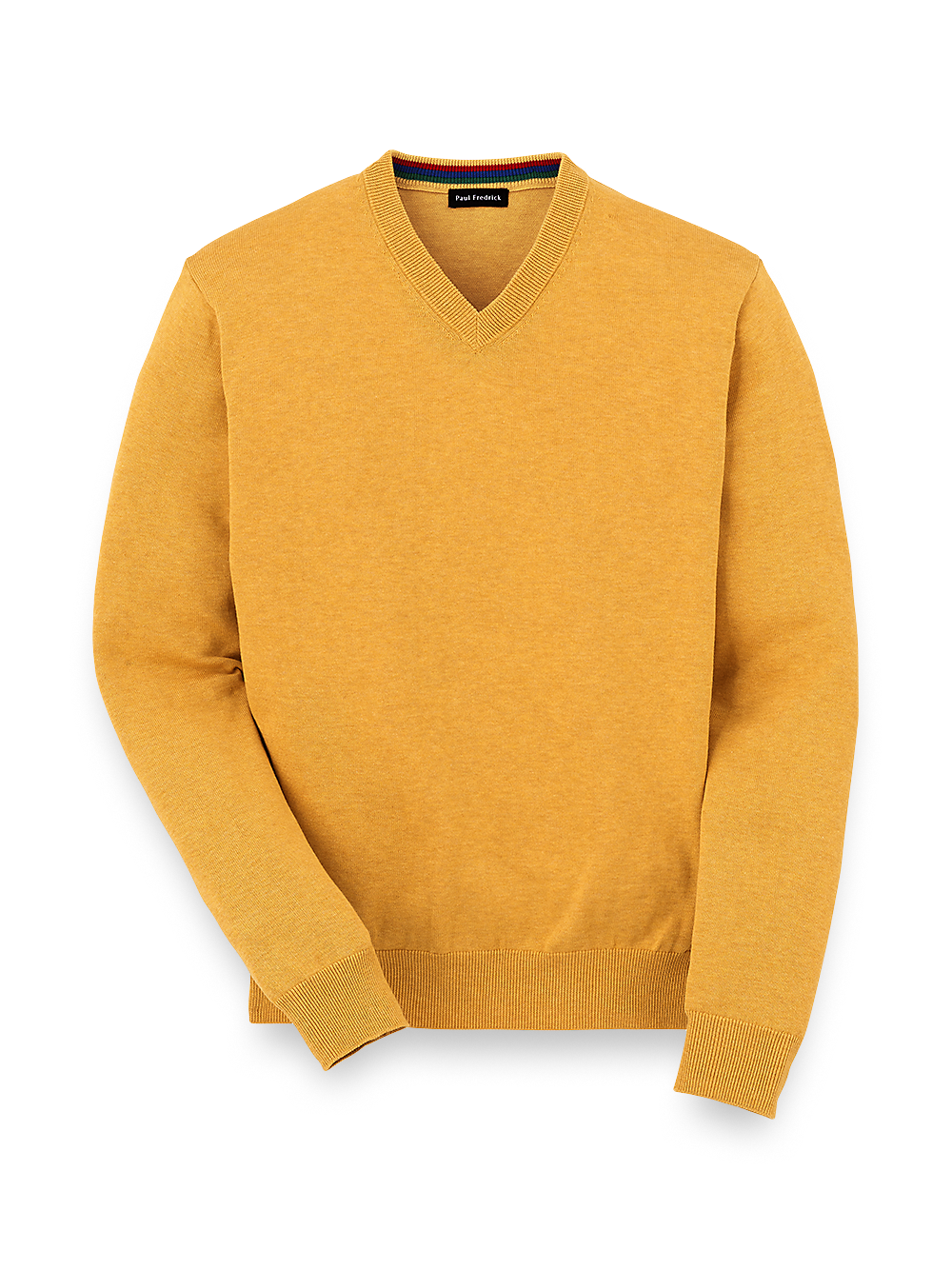 Product Image of Supima Cotton V-neck Sweater-Mustard