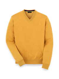 Supima Cotton V-Neck Sweater - Mustard