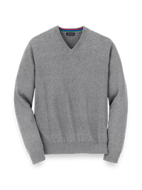 Supima Cotton V-Neck Sweater - Medium Grey