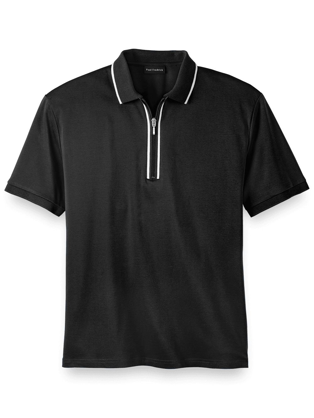 Product Image of Mercerized Cotton Zip Polo-Black
