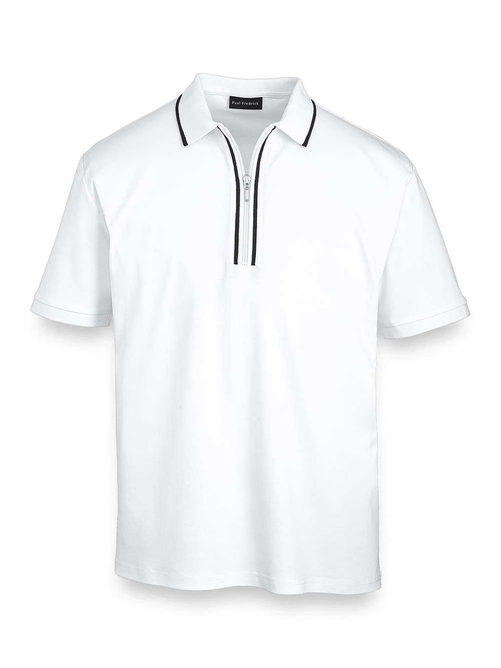 Product Image of Mercerized Cotton Zip Polo-White