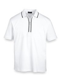 Mercerized Cotton Zip Polo - White