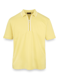 Mercerized Cotton Zip Polo - Yellow