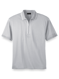 Mercerized Cotton Zip Polo - Light Grey