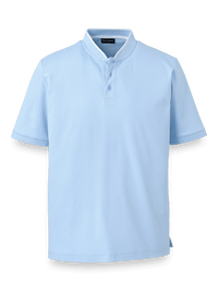 Mercerized Cotton Henley - Ice Blue