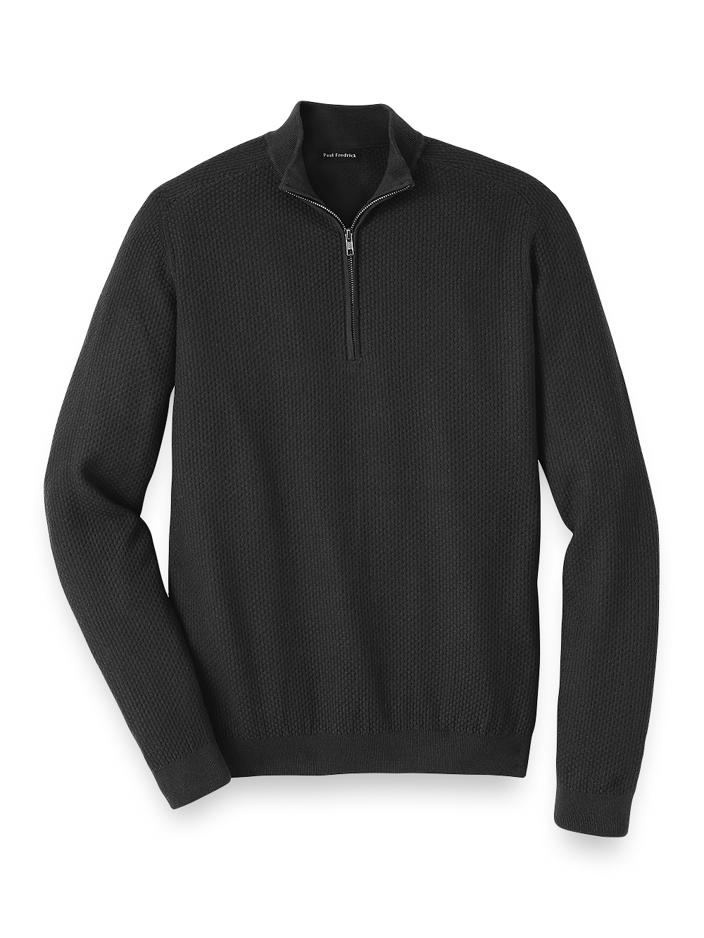 Product Image of Silk, Cotton & Cashmere Zip Mock Neck Sweater-Black