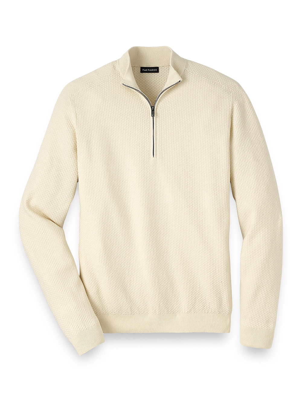 Product Image of Silk, Cotton & Cashmere Zip Mock Neck Sweater-Ivory