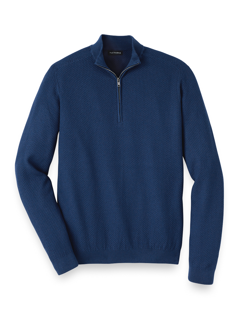 Product Image of Silk, Cotton & Cashmere Zip Mock Neck Sweater-Navy