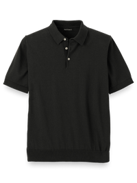 Supima Cotton Three Button Polo - Black