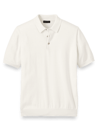 Supima Cotton Three Button Polo - Off White