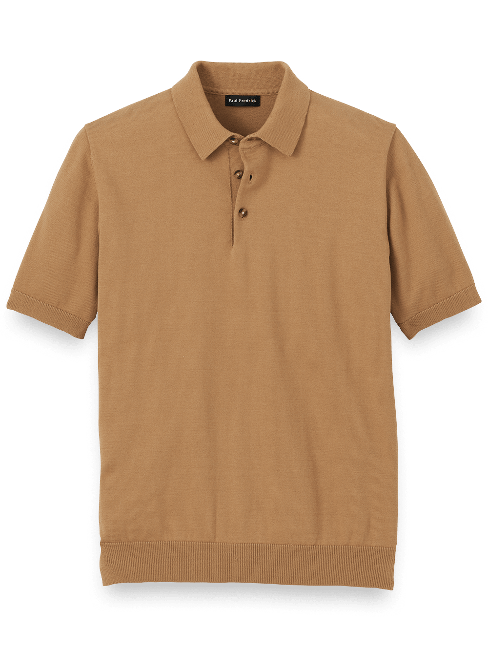Product Image of Supima Cotton Three Button Polo-Light Brown