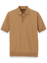 Supima Cotton Three Button Polo - Light Brown