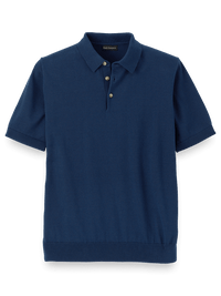 Supima Cotton Three Button Polo - Navy