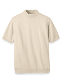 Cotton Mock Neck Sweater - Light Tan