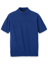Cotton Mock Neck Sweater - Navy