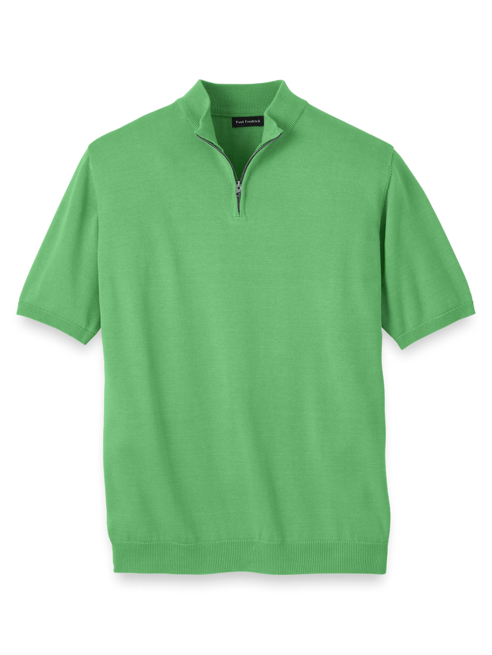 Product Image of Cotton Quarter Zip Mock Neck Sweater-Light Green
