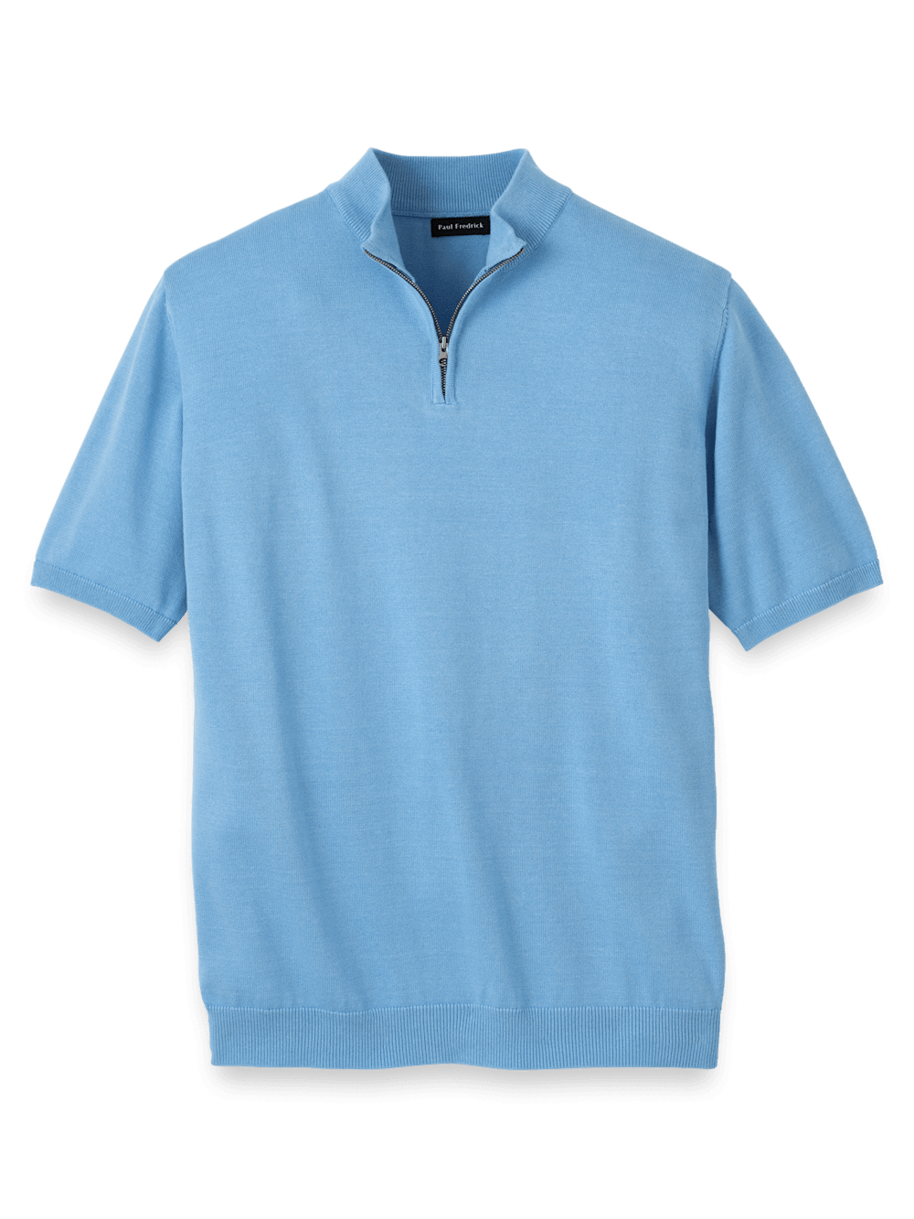 Product Image of Cotton Quarter Zip Mock Neck Sweater-Light Blue
