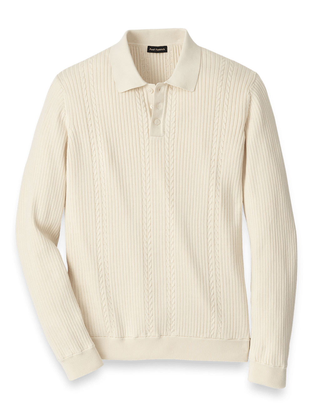 Product Image of Cotton Three Button Polo-Ivory
