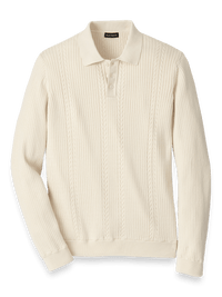Cotton Three Button Polo - Ivory