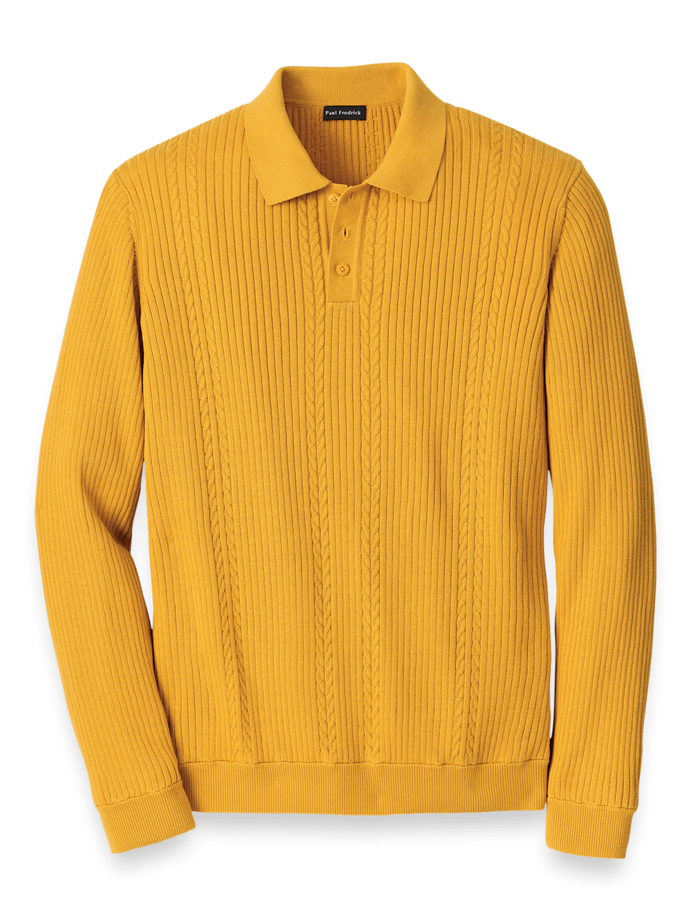 Product Image of Cotton Three Button Polo-Gold