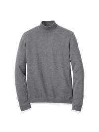 Supima Cotton Mock Neck Sweater - Medium Grey