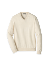 Supima Cotton V-neck Sweater - Ivory