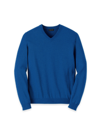 Supima Cotton V-neck Sweater - Blue