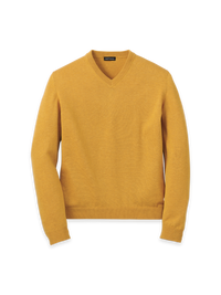 Supima Cotton V-neck Sweater - Mustard