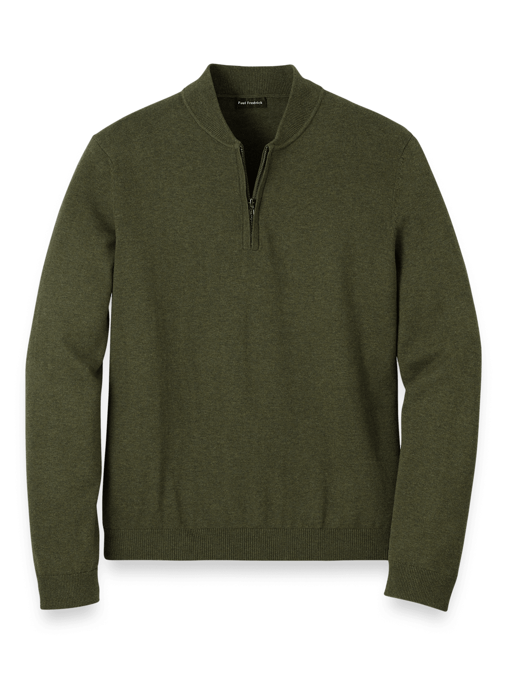 Product Image of Cotton Quarter Zip Mock Neck Sweater-Olive