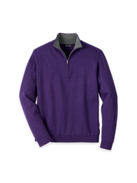 Supima Cotton Quarter Zip Mock Neck Sweater - Plum