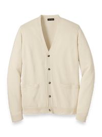 Supima Cotton Button Front Cardigan - Ivory